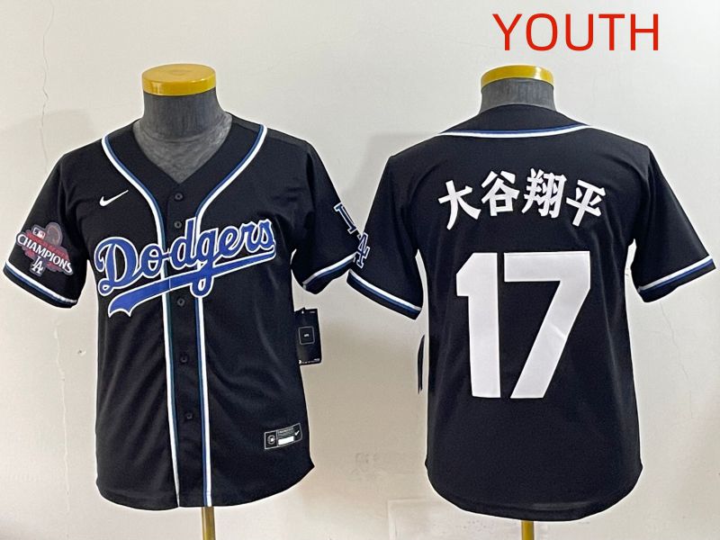 Youth 2025 Los Angeles Dodgers 17 Ohtani Black Three generations Fashion Nike MLB Jersey style 18